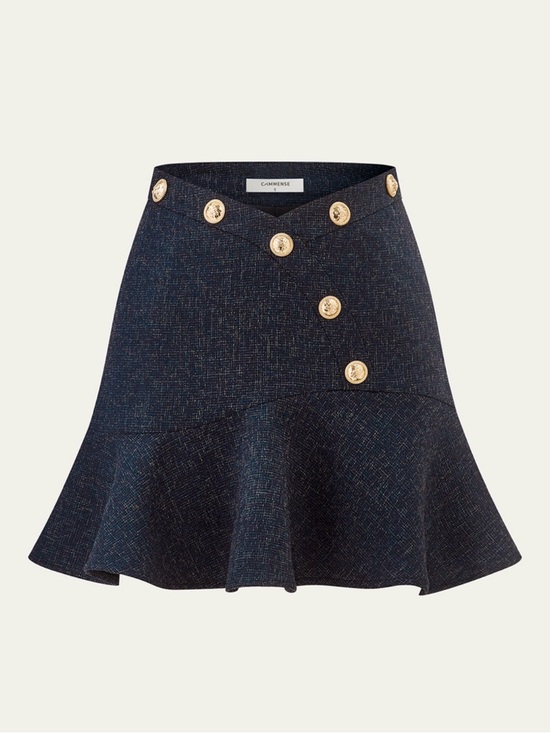 Commense Dresses & Skirts - Commense Navy Metal Detail Ruffled Hem Mini Skirt
